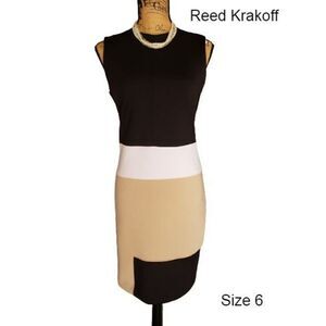 Women's Sleeveless Sheath Dress Size 6 Colorblocked Midi Designer NWOT